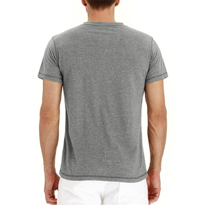 Camiseta informal de color liso, corte regular, cuello redondo, manga corta, de algodón gris para hombre - Product Image 1