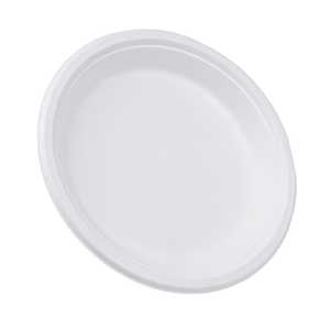 Assiette biodégradable en canne à sucre, assiette alimentaire compostable, assiette jetable de 7 pouces, assiette en bagasse blanche. - Product Image 1
