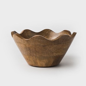 Meilleure vente de bols en acacia bol à bords festonnés floraux ensemble de vaisselle en bois pour la préparation des repas de Noël - Product Image 4