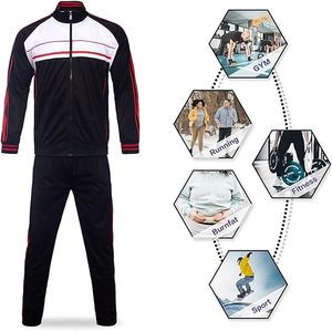 Chándal Deportivo para Hombre en Bloques de Color Negro, Blanco y Rojo, con Cremallera Completa, Cuello Alto, Estilo Deportivo, para Otoño, Material Transpirable - Product Image 5