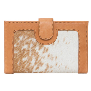 Cartera Larga de Cuero Genuino para Mujer con Cierre de Tapa con Estampado Animal de Piel de Vaca, Minimalista para Uso Diario - Product Image 1