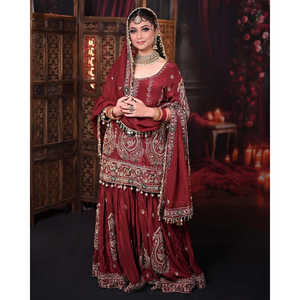 Vestidos de noche de diseñador Ropa de fiesta elegante Top y Dupatta Hermosa colección Plazzo - Product Image 5