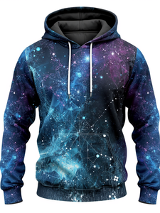 Sweat à capuche pour homme à imprimé géométrique, en polyester sublimé, style streetwear décontracté, coupe classique, pour l'automne - Product Image 3