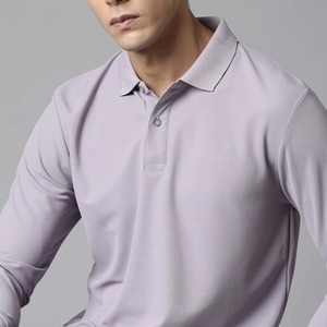 Polo de manga larga para hombre, tejido, de color sólido, informal, transpirable, de corte regular, material de algodón, polos transpirables en venta - Product Image 6
