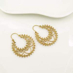 Boucles d'oreilles créoles en laiton plaqué or pour femme, style bohème, bijoux fantaisie, boucles d'oreilles tendance - Product Image 3