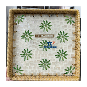 BANDEJA DE RATÁN NATURAL MADRE DE PERLA Hecho a mano Alimentos seguros Artículos más vendidos Pago flexible Diseño personalizado - Product Image 1