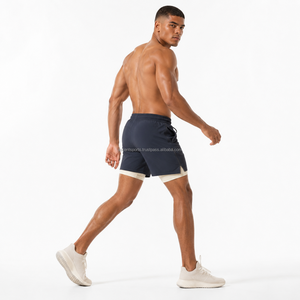 Blank Plain <b>No</b> <b>Logo</b> Mesh Lined Sports Shorts Breathable Mesh Fabric Spandex Inner Liner Back Zipper Pocket Wholesale Running - Product Image 2
