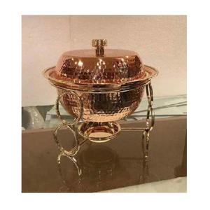 Plat à chafing en cuivre martelé de luxe avec support et couvercle en dôme, chauffe-plats pour buffet, idéal pour l'hôtellerie et la restauration. - Product Image 3