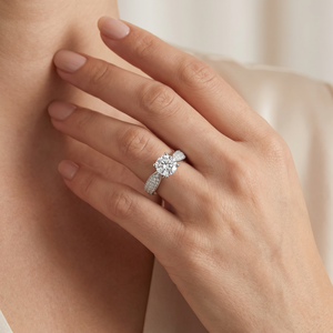 Luxury IGI Certified Moissanite <b>Solitaire</b> <b>Ring</b> Triple Row Pave Diamond Band 925 Sterling <b>Silver</b> Elegant Women's Wedding - Product Image 1