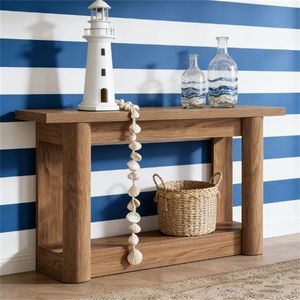 Mesa Consola de Estilo Rústico de Doble Capa con Diseño Multifuncional para Entrada y Uso junto al Sofá - Product Image 3