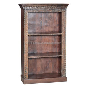 Porte-livres rustique sculpté à la main Classeur en bois de mangue massif de Jodhpur Vieux bois de récupération fabriqué pour les meubles de maison dans la chambre à coucher - Product Image 3
