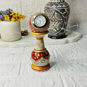 Marble Ethnic Marble Table Clock <b>Art</b> <b>Deco</b> Digital Display Antique Piece for Home Office Decor Pillar Watch Table Decor - Product Image 1