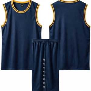 Conjunto de Uniforme de Baloncesto Sublimado Azul Oscuro para Hombre Adulto, Transpirable, Malla 100% Poliéster, Jersey Antibacteriano y Pantalones Cortos Plus - Product Image 1