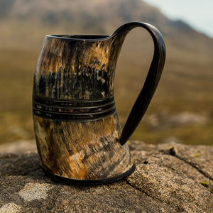 Mug en corne de buffle écologique fait à la main avec poignée, finition polie naturelle, cadeau unique pour Noël et le Nouvel An pour les hommes - Product Image 6