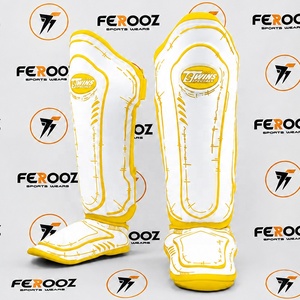 Protège-tibias blancs et noirs, nouveaux modèles les plus vendus, équipement de protection professionnel MMA Boxe OEM pour le combat et le sparring, tous designs - Product Image 3