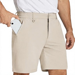 Pantalones Cortos Bermuda Color Caqui para Hombre, Cintura Elástica, Secado Rápido, Color Sólido Informal, Bolsillos, Cintura Media, Tejido de Poliéster - Product Image 1