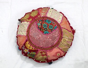 Almohada de suelo Cojín de suelo redondo bohemio Funda de cojín de meditación púrpura - Product Image 1