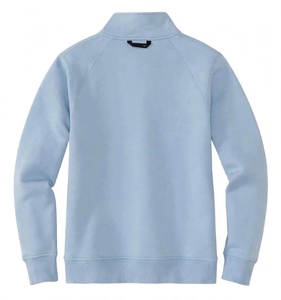 เสื้อสเวตเชิ้ตคอซิปสีฟ้าอ่อนแบบกำหนดเองสำหรับผู้ชาย ผ้าฟลีซหนานุ่ม ครึ่งซิป ทรงหลวม โอเวอร์ไซส์ - Product Image 5