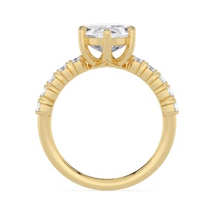 Anillo de compromiso sofisticado de oro rosa de 10 quilates con diamante cultivado en laboratorio, corte ovalado en el centro y piedras laterales octogonales largas - Product Image 6