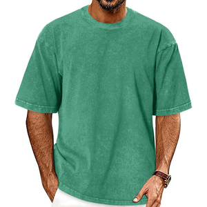 T-shirt vert délavé en coton 100 % pour homme, coupe oversize, manches courtes, col rond, style streetwear, couleur unie, OEM ODM, le plus vendu - Product Image 5