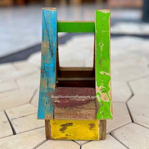 Fournitures de jardin artisanales, décoration intérieure, pots de fleurs / plantes avec design maison, bois de bateau recyclé, couleur originale, vente en gros - Product Image 5