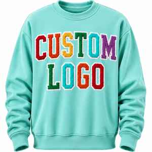 Sweat-shirt unisexe à col rond avec logo personnalisé en strass et impression floquée, coupe classique, décontracté, tricoté pour l'automne, 100% coton - Product Image 1