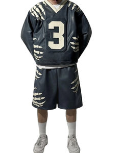 Ensembles de survêtements et shorts en similicuir tendance avec logo personnalisé, design haut de gamme, pour hommes, en vente - Product Image 5