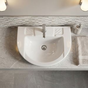 Lavabo Ovalado Minimalista con Borde Delgado, Lavabo de Sobremesa Moderno, Lavabo de Encimera Poco Profundo, Estilo Europeo, Ecológico, para Montar en la Pared - Product Image 2