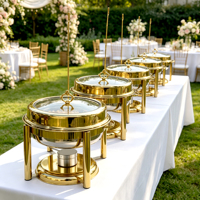 Offre Spéciale : Plats de Présentation de Luxe 9L en Acier Inoxydable – Ensemble Chauffe-Plats Dorés pour Buffets et Réceptions de Mariage