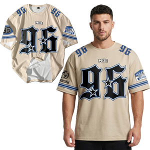 Y2K Beige <b>Gothic</b> Print Men Oversized Streetwear American Football Jersey Full Sublimation Graphic Tee Hip Hop Training Uniform - Product Image 1