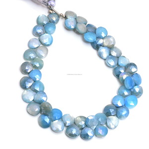 Perles de pierre de lune naturelle facettées en forme de cœur, brin de 8 pouces, 8x8 à 8x8,5 mm, perles de cristal pour la fabrication de bijoux et bracelets - Product Image 1