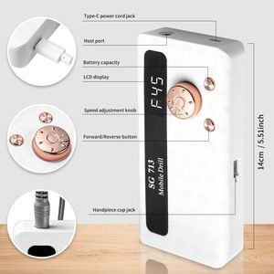 Kit de Taladro Eléctrico Portátil Recargable de 45000 RPM para Uñas con 11 Brocas y Pantalla LED, Ultrasilencioso y Base Incluida - Product Image 3