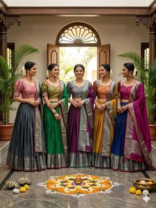 Conjunto de Lehenga Choli de seda premium con blusa bicolor y dupatta Zari para boda - Product Image 2