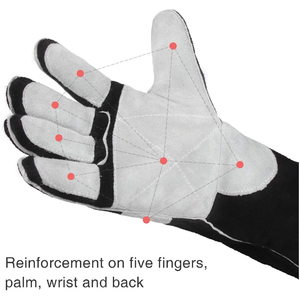 Wholesale <b>Cow</b> Split Leather Full Finger Fire Proof Heat Resistant Welding Gloves Custom For Men Women Industrial Gloves - Product Image 2