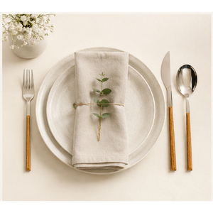 Ensemble de couverts en acier inoxydable de style moderne avec manche en bois naturel, couverts écologiques pour la restauration hôtelière et la restauration en restaurant - Product Image 2