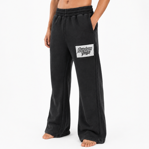 Men Heavyweight Washed Wide Leg Sweatpants Relaxed Fit Fleece Joggers <b>Elastic</b> <b>Waist</b> Casual Streetwear Custom <b>Trouser</b> - Product Image 3