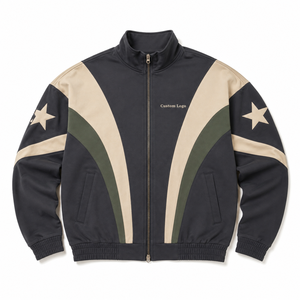 Custom Retro Color Block Nylon <b>Track</b> <b>Jacket</b> <b>Men</b> Full Zip Oversized Streetwear Sports Windbreaker OEM Wholesale USA - Product Image 2