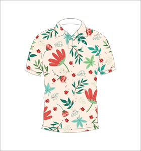 เสื้อโปโลผู้ชายลายพิมพ์ทั้งตัวสไตล์ทรอปิคอล แขนสั้นลำลองสำหรับเล่นกอล์ฟ - Product Image 1