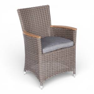 Chaise de jardin moderne en rotin PE avec accoudoirs en teck et coussin imperméable pour l'école et les parcs - Product Image 5