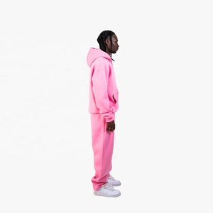 2026 Winter Custom Logo Zipper 100% Cotton Tracksuit for <b>Men</b> Solid 2-Piece Sweatsuit Set Rhinestone Technique Full Customization - Product Image 3