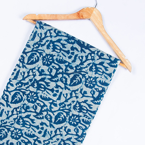 Organic Indigo Leaf Block Print Cotton Fabric Girls Lightweight Shirts Woven Suits for Home Textiles Bags <b>Cover</b> Accessories - Product Image 2