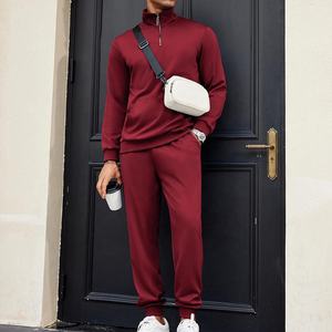 Sweat-shirt à demi-fermeture éclair pour hommes sans capuche couleur unie surdimensionnée 1/4 Logo personnalisé sweat-shirt à fermeture éclair en polaire - Product Image 2