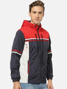 Veste de sport à capuche pour homme, coupe-vent, avec fermeture éclair sur le devant, style color block, coupe régulière, en polyester, pour l'automne - Product Image 5