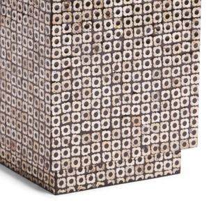 Square Grid Dot Pattern <b>Cube</b> Stools Mother of Pearl Handcrafted Mosaic Small Side <b>Table</b> For Living Room Bedroom Decor Use - Product Image 4