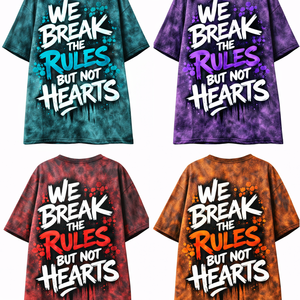 Camiseta personalizada Break Rules con cuello redondo, de algodón, lavado ácido, estilo oversize con hombros caídos, transpirable y de secado rápido. - Product Image 3