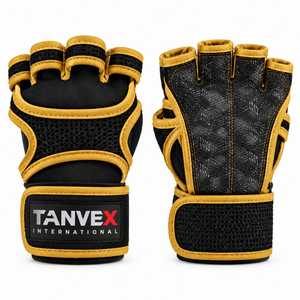Half <b>Finger</b> PU Material Gym Gloves Mesh Breathable Non-Slip Adjustable Wrist <b>Strap</b> Unisex Weight Lifting Fitness Gloves - Product Image 1