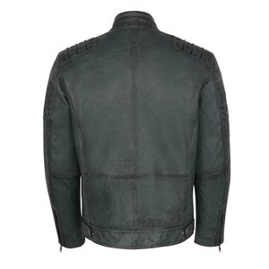 Chaqueta de cuero Original para hombre, chaqueta con cuello levantado, fabricación directa de fábrica, Verde - Product Image 4