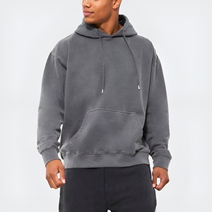 Sweat à capuche en molleton délavé pour homme, coupe oversize, style streetwear décontracté, en coton doux, vierge, vente en gros, OEM, hiver - Product Image 3