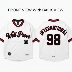 Maillot de baseball personnalisé en polyester 200 GSM à manches courtes avec panneau graffiti noir et or brodé sur le devant, uniforme d'équipe - Product Image 4
