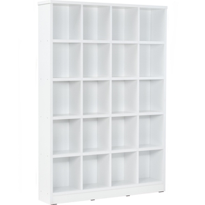 <b>White</b> Wooden Media Bookcase <b>Storage</b> <b>Cabinet</b> Display Shelf for Living Room Bedroom Home Office - Product Image 1
